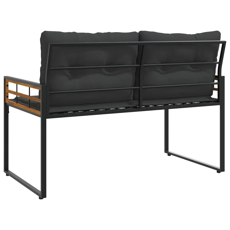 Banc à couches en bois avec coussin Gris foncé 114 x 55 x 77 cm - 6