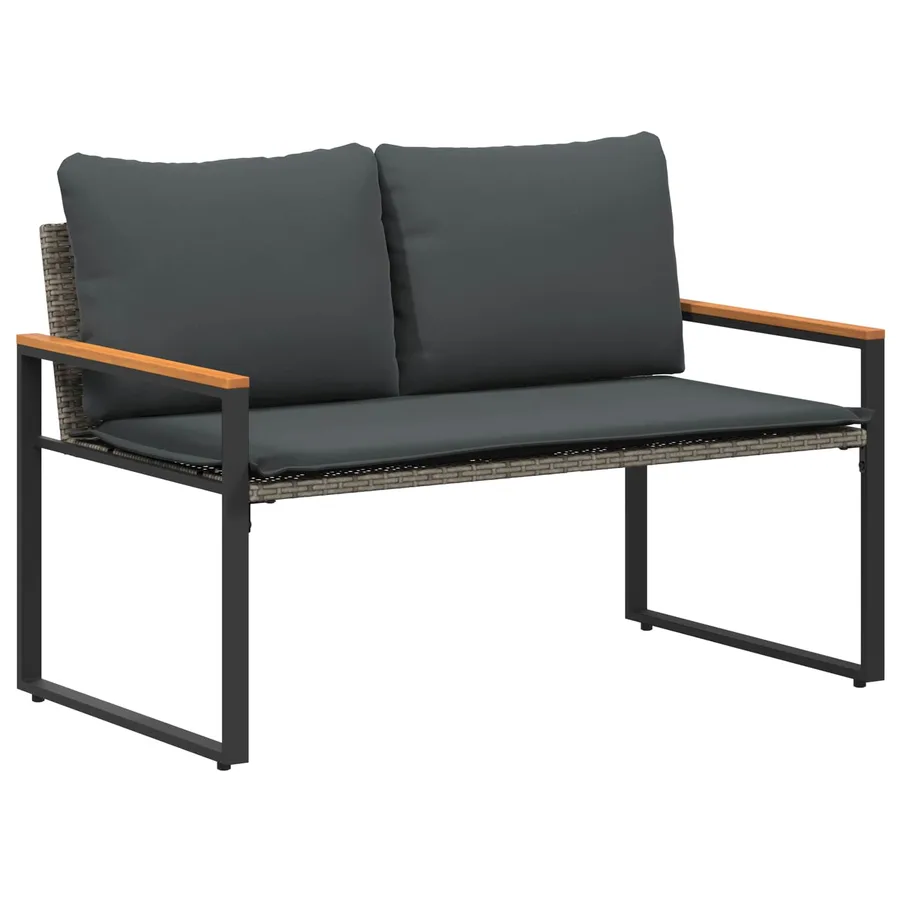 banc avec coussin Gris et Gris foncé 115 x 65 x 72 cm Rotin - 2