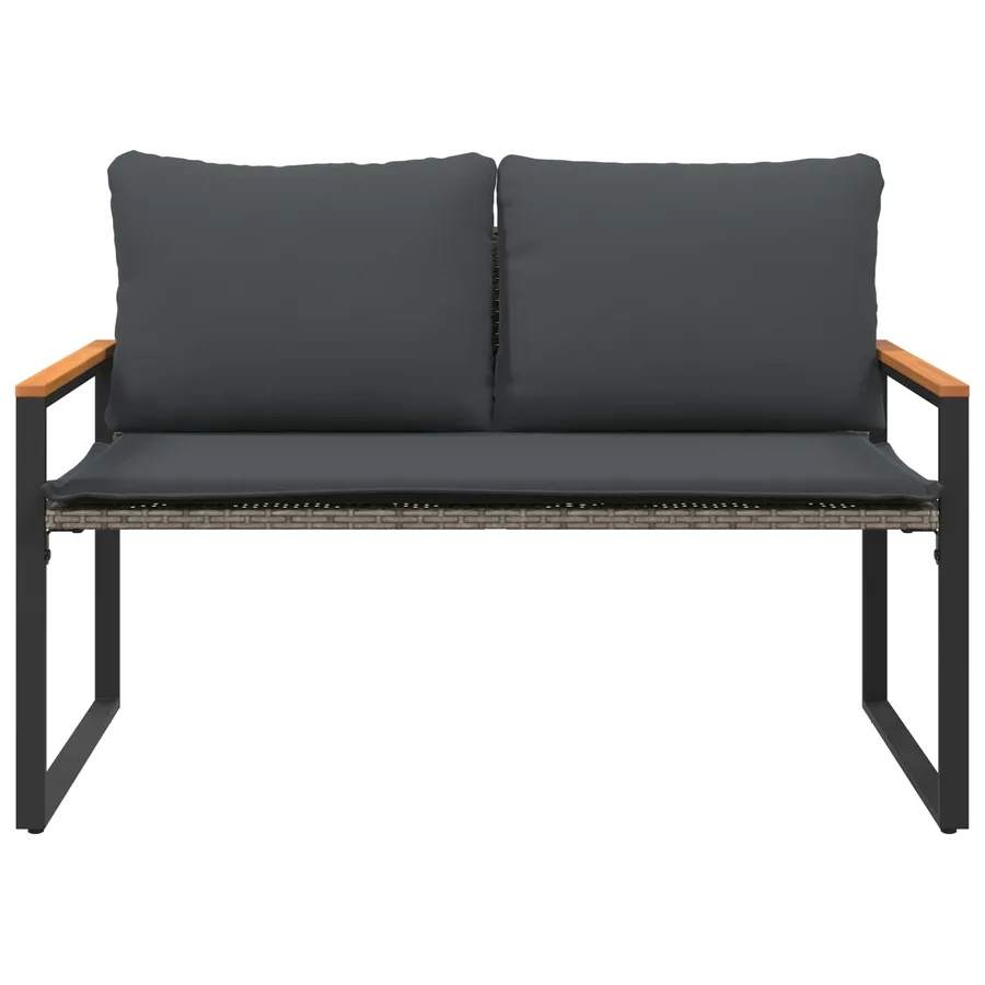 banc avec coussin Gris et Gris foncé 115 x 65 x 72 cm Rotin - 5