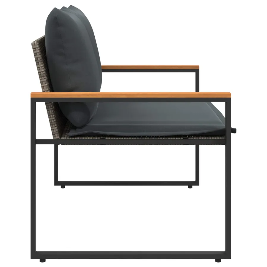banc avec coussin Gris et Gris foncé 115 x 65 x 72 cm Rotin - 6