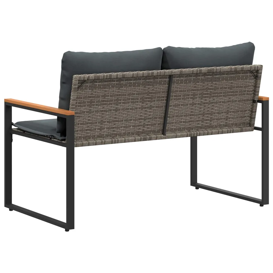 banc avec coussin Gris et Gris foncé 115 x 65 x 72 cm Rotin - 7