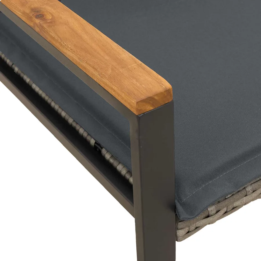 banc avec coussin Gris et Gris foncé 115 x 65 x 72 cm Rotin - 8