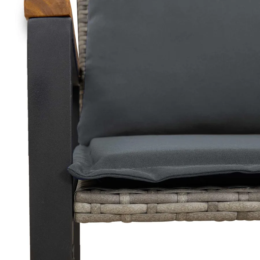 banc avec coussin Gris et Gris foncé 115 x 65 x 72 cm Rotin - 9