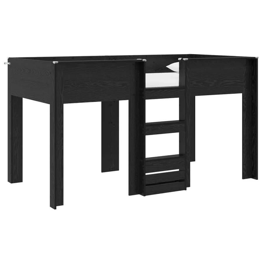 Lit Superposé pour Enfants avec stockage Chêne noir 90 x 200 cm - 2