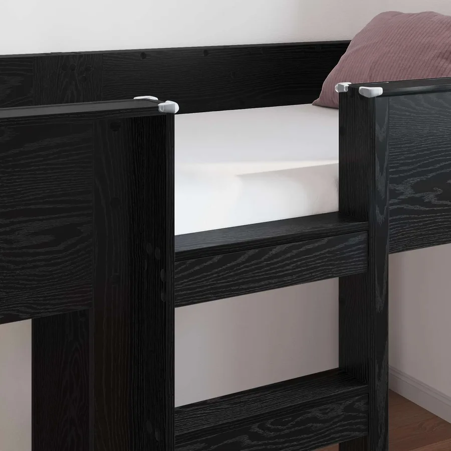 Lit Superposé pour Enfants avec stockage Chêne noir 90 x 200 cm - 3