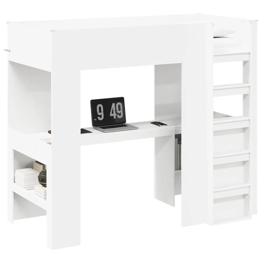 Cadre de lit superposé avec bureau Blanc 100 x 200 cm - 2