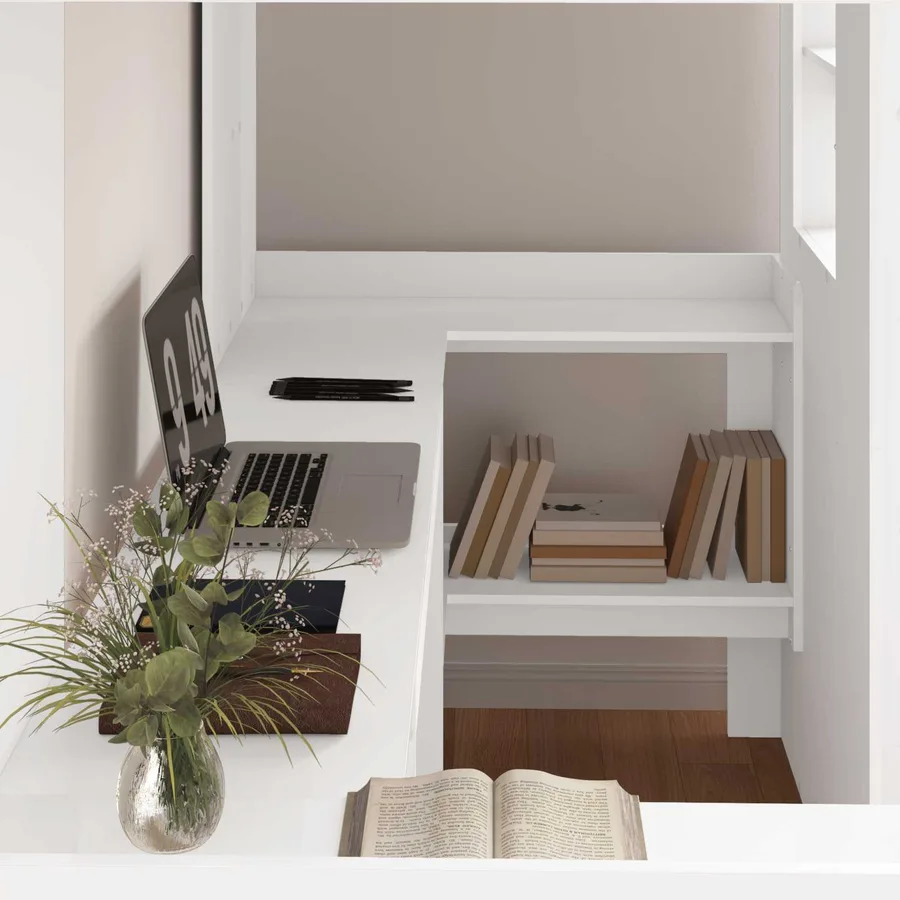 Cadre de lit superposé avec bureau Blanc 100 x 200 cm - 3