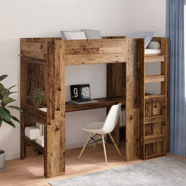 Cadre de lit superposé avec bureau Bois ancien 100 x 200 cm