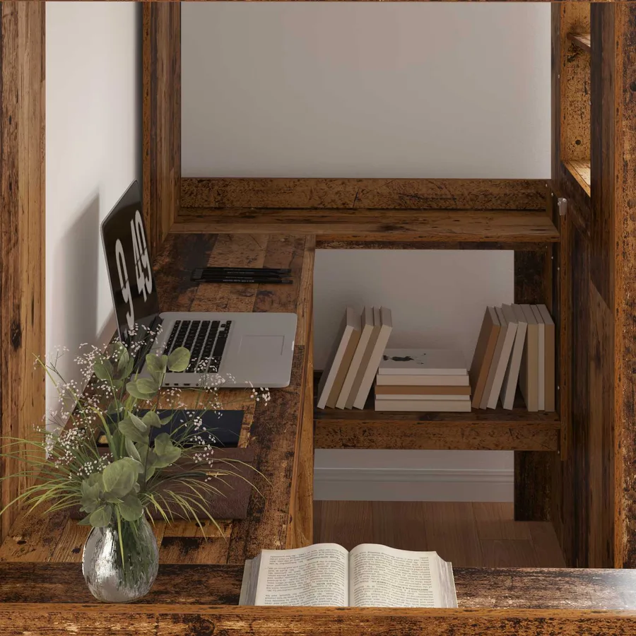 Cadre de lit superposé avec bureau Bois ancien 100 x 200 cm - 3