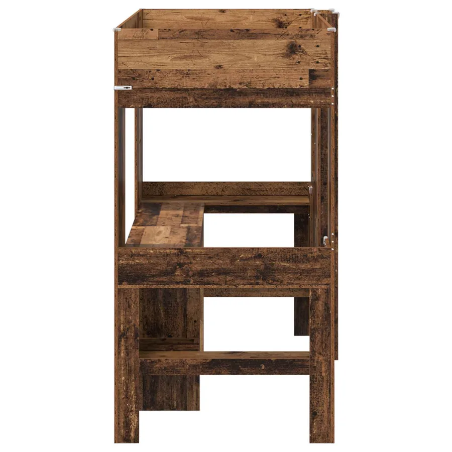Cadre de lit superposé avec bureau Bois ancien 100 x 200 cm - 6