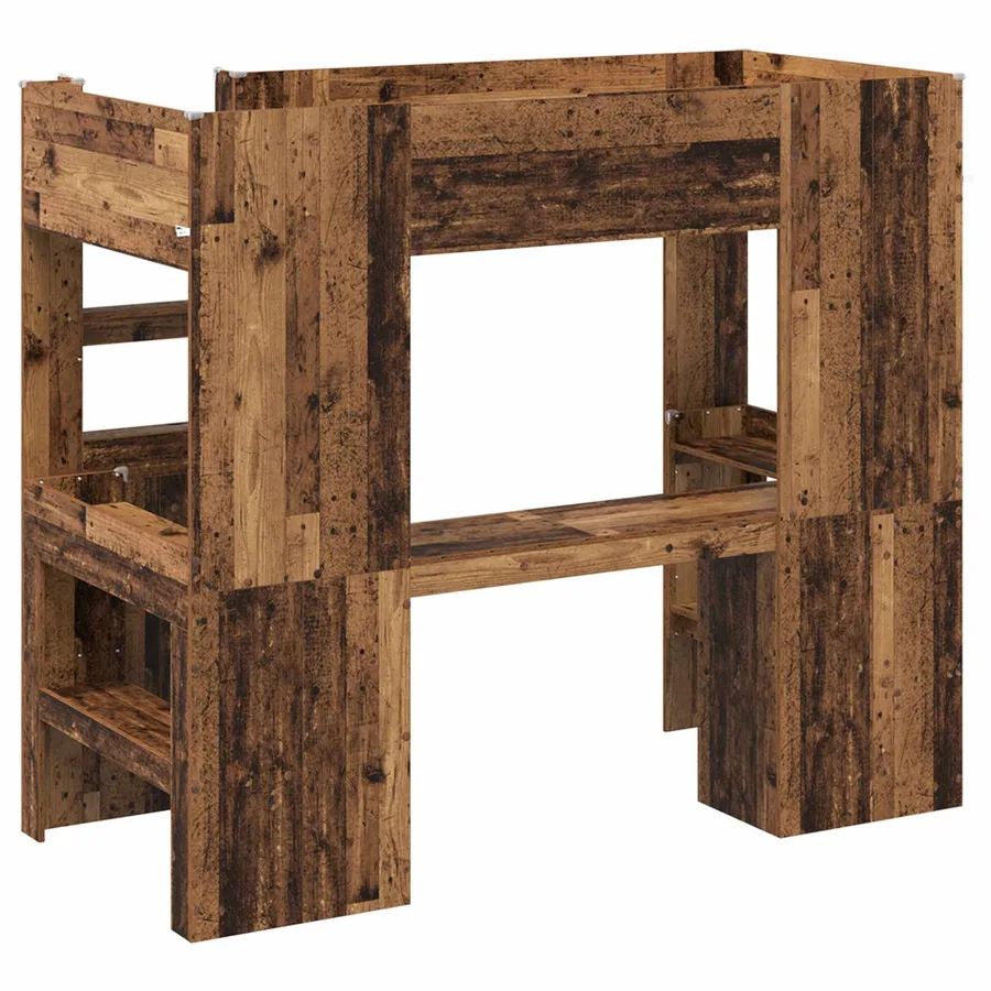 Cadre de lit superposé avec bureau Bois ancien 100 x 200 cm - 7