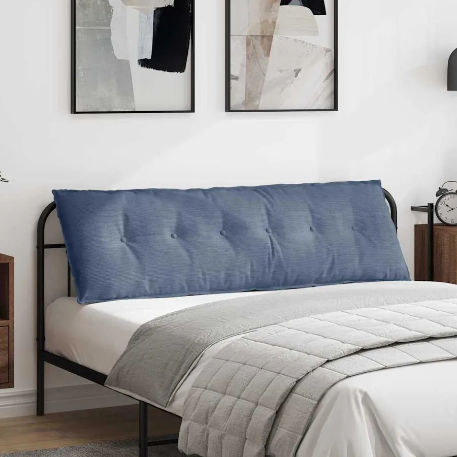 Coussin de Dos Bleu 160 x 50 cm Tissu en velours côtelé