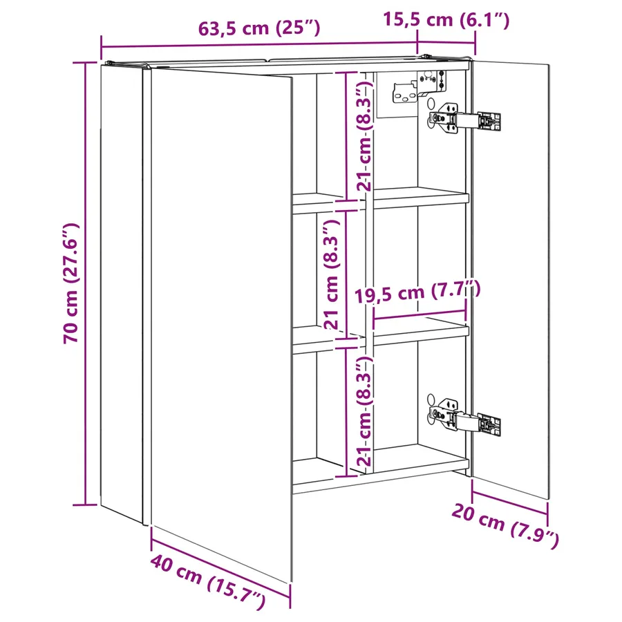 Armoire Miroir de Salle de Bain Chêne artisan - 13