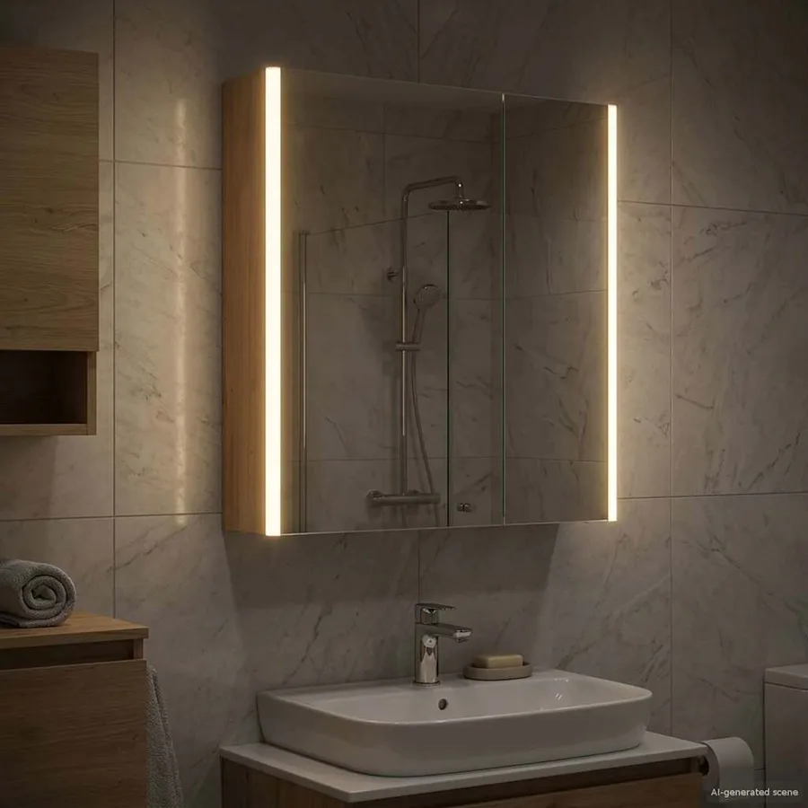 Armoire Miroir de Salle de Bain Chêne artisan - 4