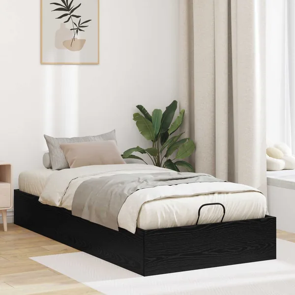 Cadre de lit ottoman avec stockage Chêne Noir 203 x 100 x 25 cm