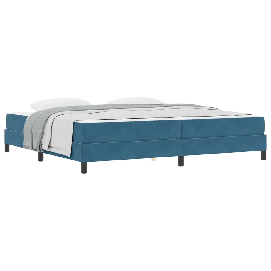 Lit à ressorts avec matelas Bleu foncé 200 x 220 cm tissu - 2