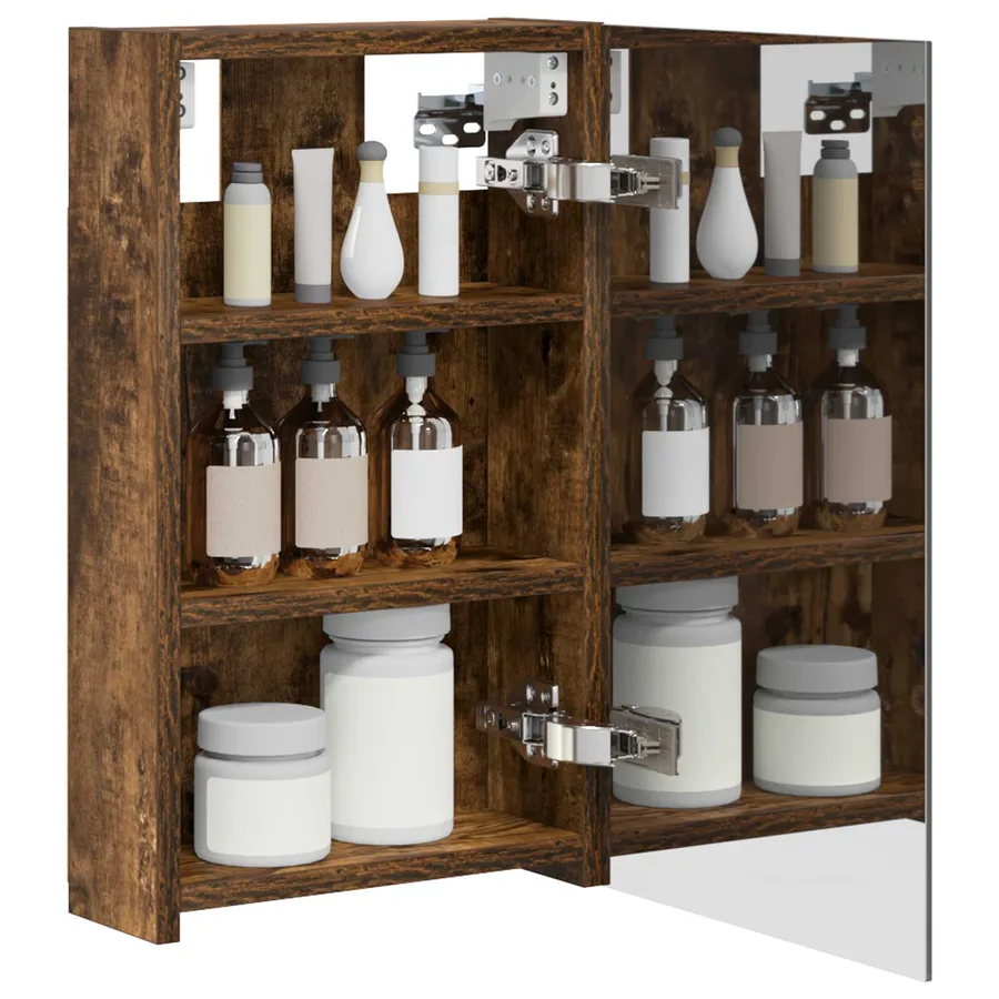 Armoire Miroir de Salle de Bain Chêne fumé 30 x 10,5 x 50 cm - 3