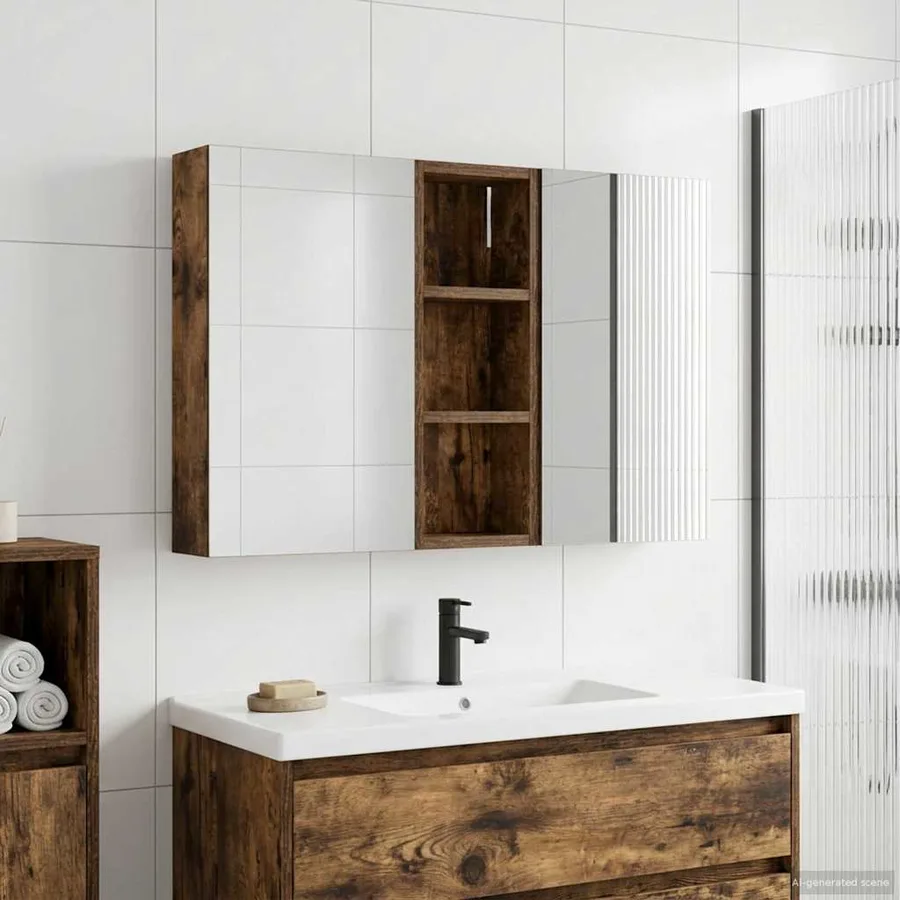 Ensemble de Meubles de Salle de Bain 3 pcs 80 x 10,5 x 50 cm - 4