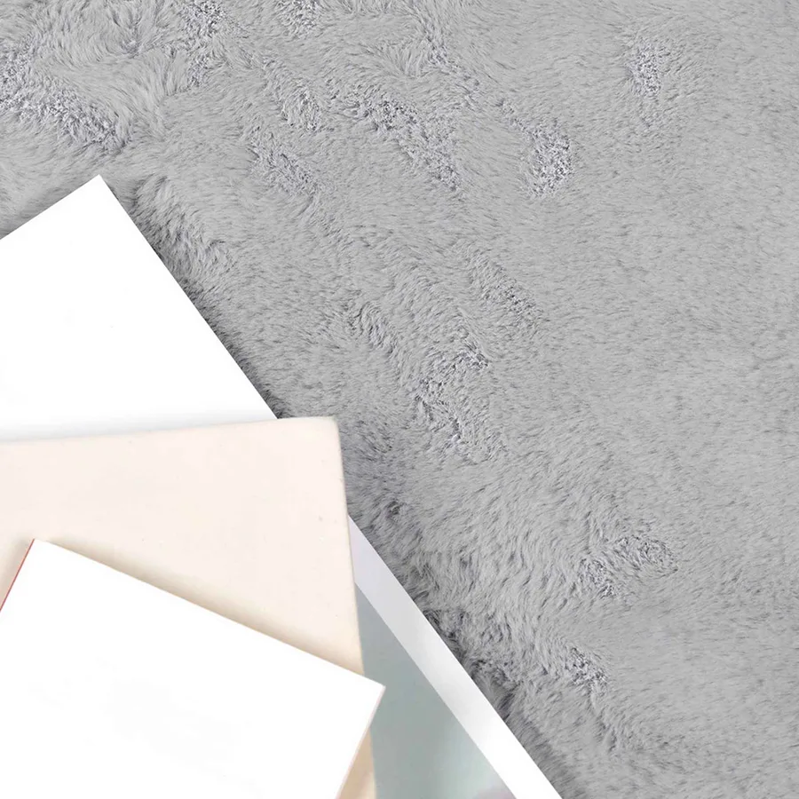Tapis antidérapant en fausse de lapin OLITE Gris Ø 80 cm - 3