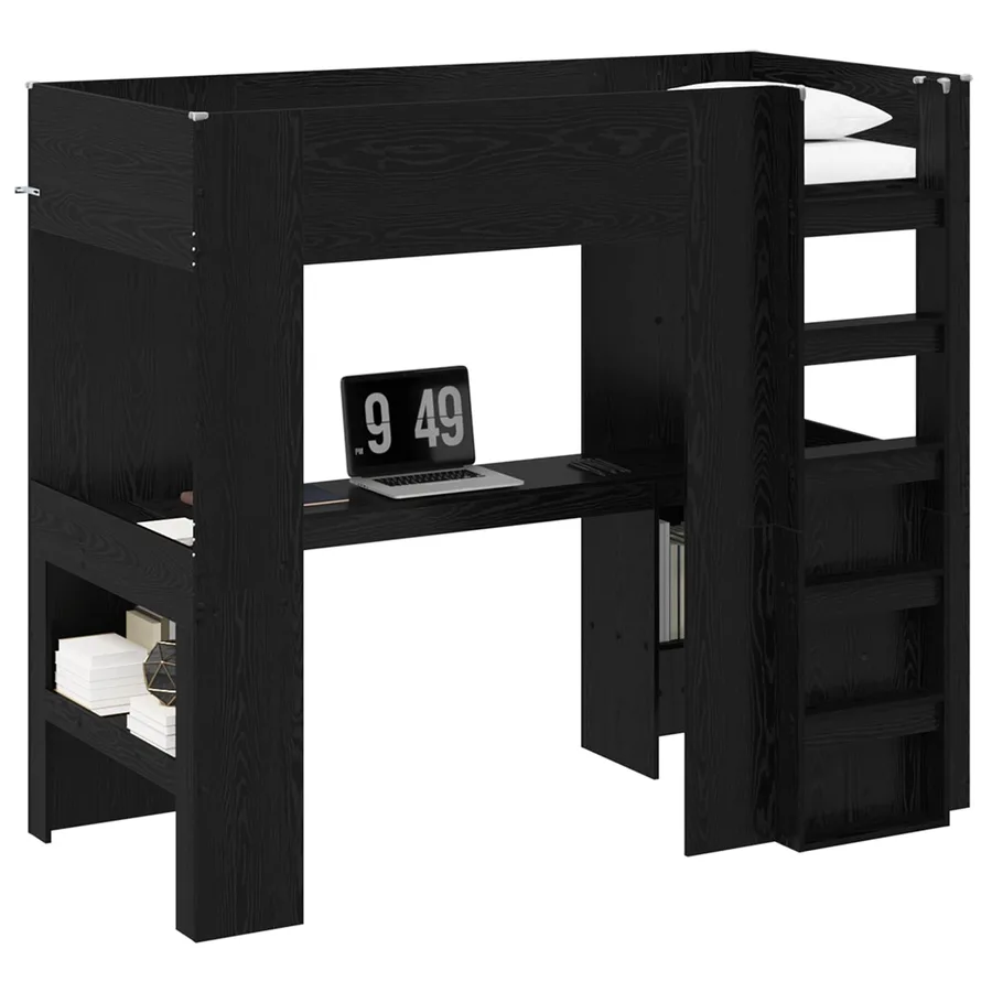 Cadre de lit superposé avec bureau Chêne noir 90 x 200 cm - 2