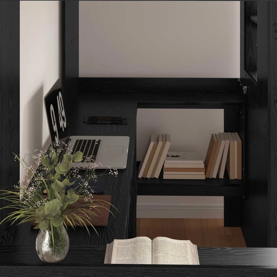 Cadre de lit superposé avec bureau Chêne noir 90 x 200 cm - 3