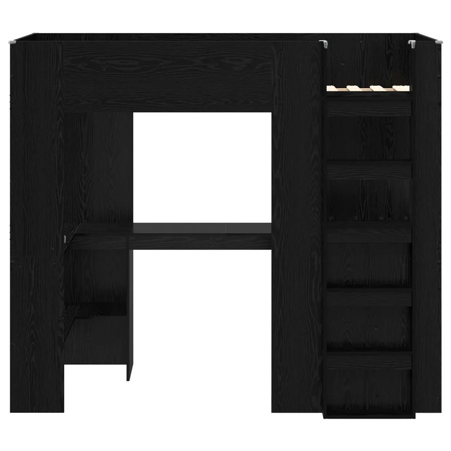 Cadre de lit superposé avec bureau Chêne noir 90 x 200 cm - 5