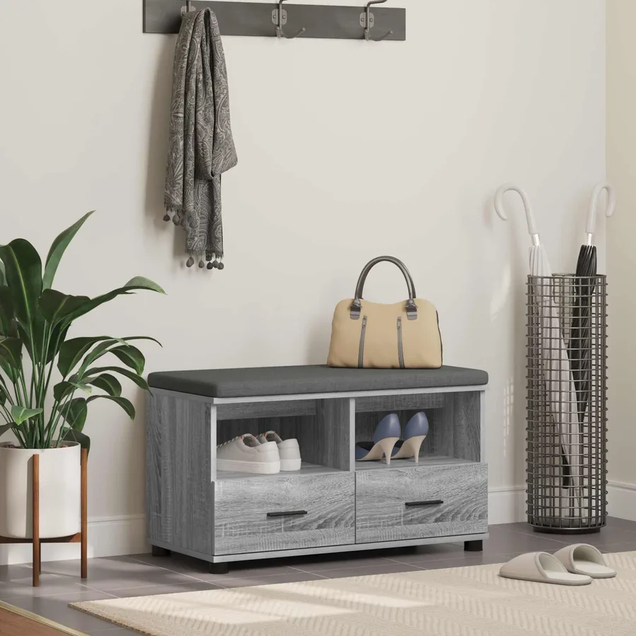 Banc d'entrée avec coussin Gris Sonoma 80 x 38 x 46 cm