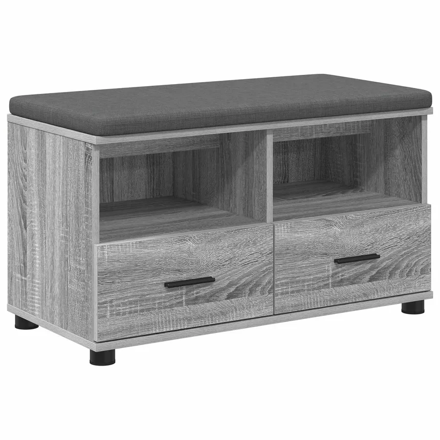 Banc d'entrée avec coussin Gris Sonoma 80 x 38 x 46 cm - 2