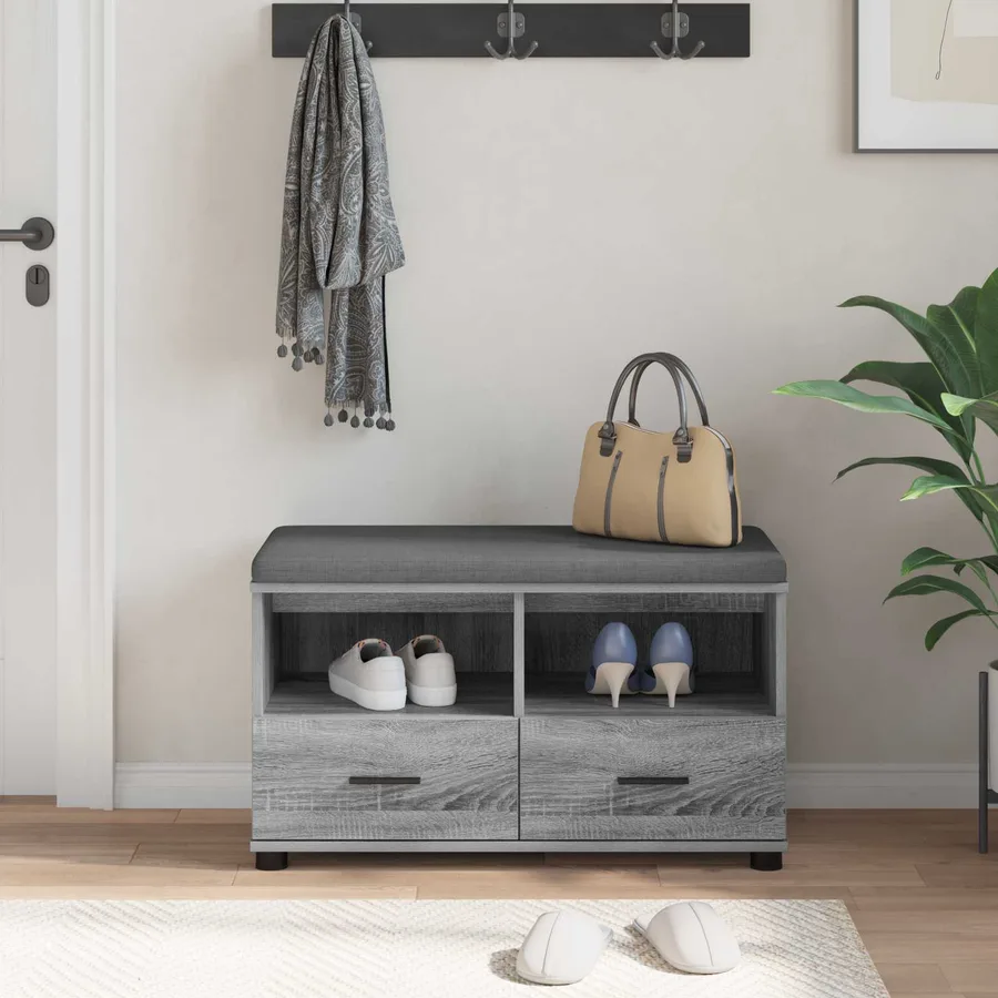 Banc d'entrée avec coussin Gris Sonoma 80 x 38 x 46 cm - 4