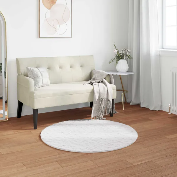 Tapis antidérapant en fausse de lapin OLITE Blanc Ø 80 cm