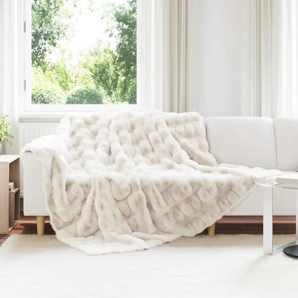 Couverture antidérapante en fausse de lapin Olite Blanc
