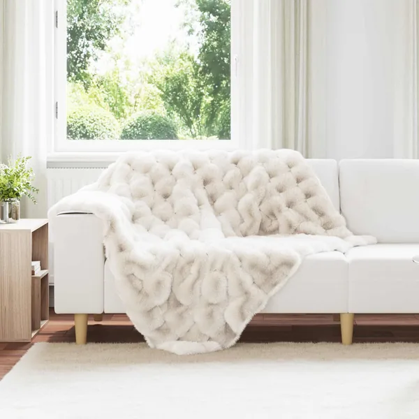 Couverture antidérapante en fausse de lapin Olite Blanc