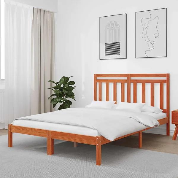 Cadre de lit Cire marron 205,5 x 155,5 x 100 cm