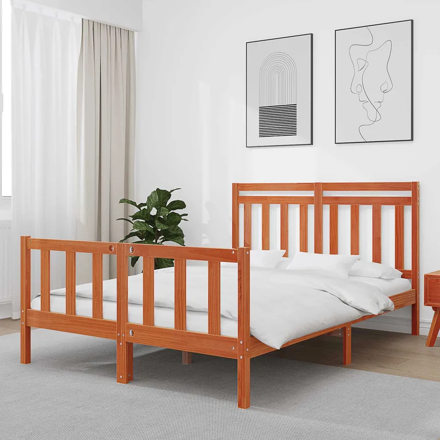 Cadre de lit Cire marron 205,5 x 155,5 x 100 cm