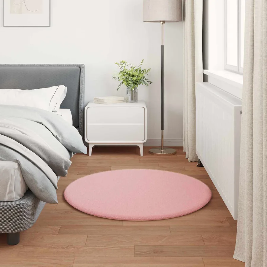 Tapis antidérapant en fausse de lapin OLITE Rose Ø 80 cm - 4