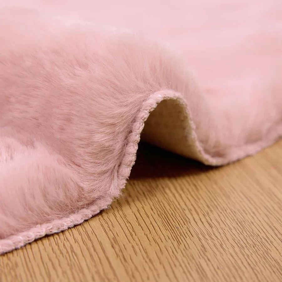 Tapis antidérapant en fausse de lapin OLITE Rose Ø 80 cm - 5