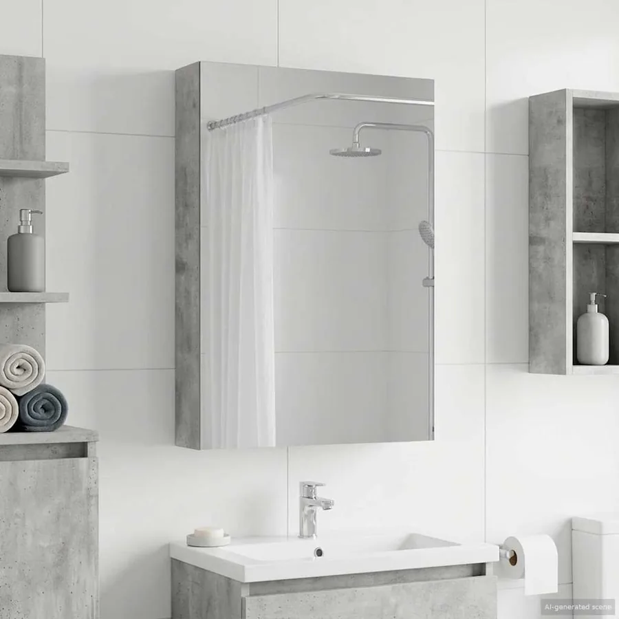 Armoire Miroir de Salle de Bain Gris béton 40 x 10,5 x 60,5 cm