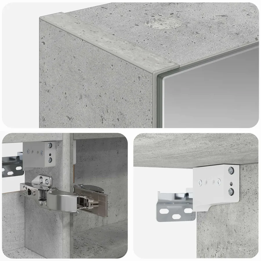 Armoire Miroir de Salle de Bain Gris béton 40 x 10,5 x 60,5 cm - 9
