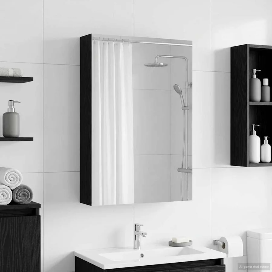 Armoire Miroir de Salle de Bain Chêne noir 40 x 10,5 x 60,5 cm - 4