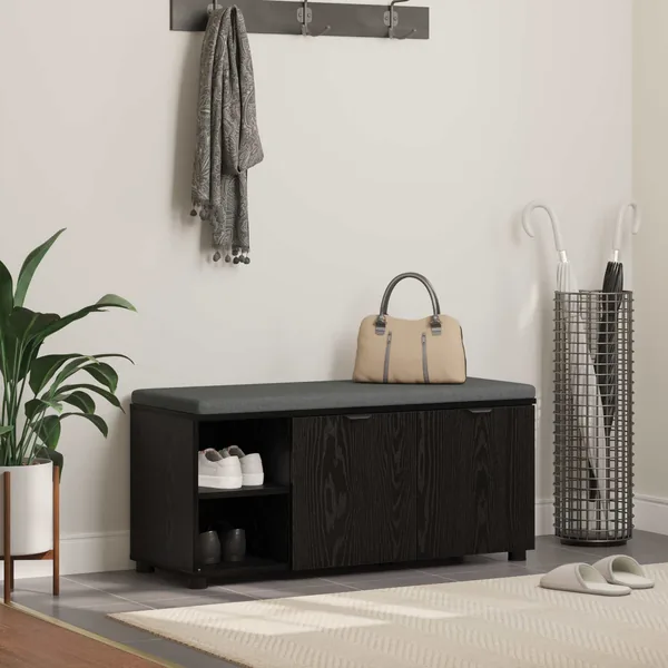 Banc d'entrée avec coussin Chêne Noir 100 x 38 x 46 cm