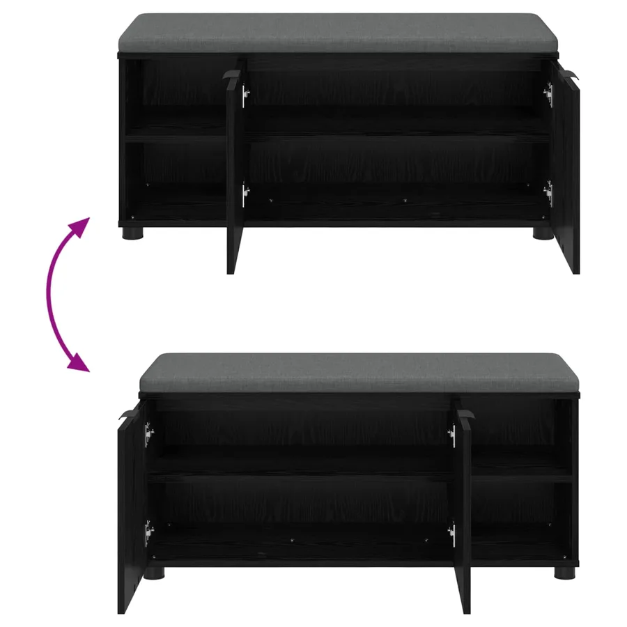 Banc d'entrée avec coussin Chêne Noir 100 x 38 x 46 cm - 8