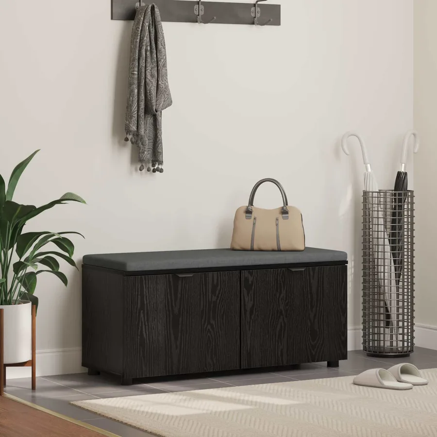 Banc d'entrée avec coussin Chêne Noir 100 x 38 x 46 cm