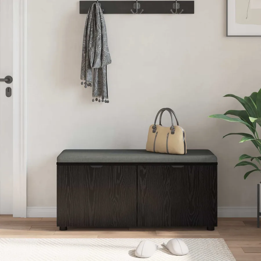 Banc d'entrée avec coussin Chêne Noir 100 x 38 x 46 cm - 4