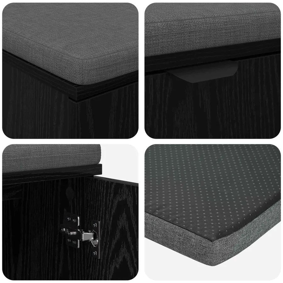Banc d'entrée avec coussin Chêne Noir 100 x 38 x 46 cm - 9