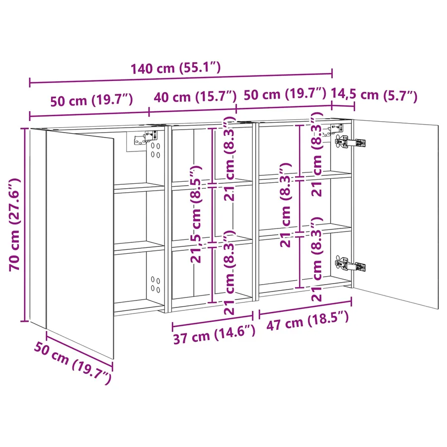 Ensemble de Meubles de Salle de Bain 3 pc 140 x 14,5 x 70 cm - 12