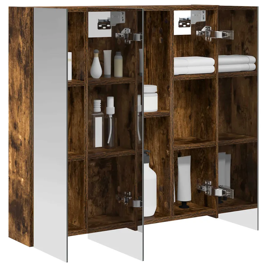 Armoire Miroir de Salle de Bain Chêne fumé 70 x 14,5 x 70 cm - 3