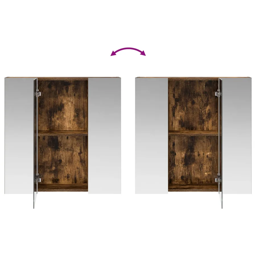 Armoire Miroir de Salle de Bain Chêne fumé 70 x 14,5 x 70 cm - 8