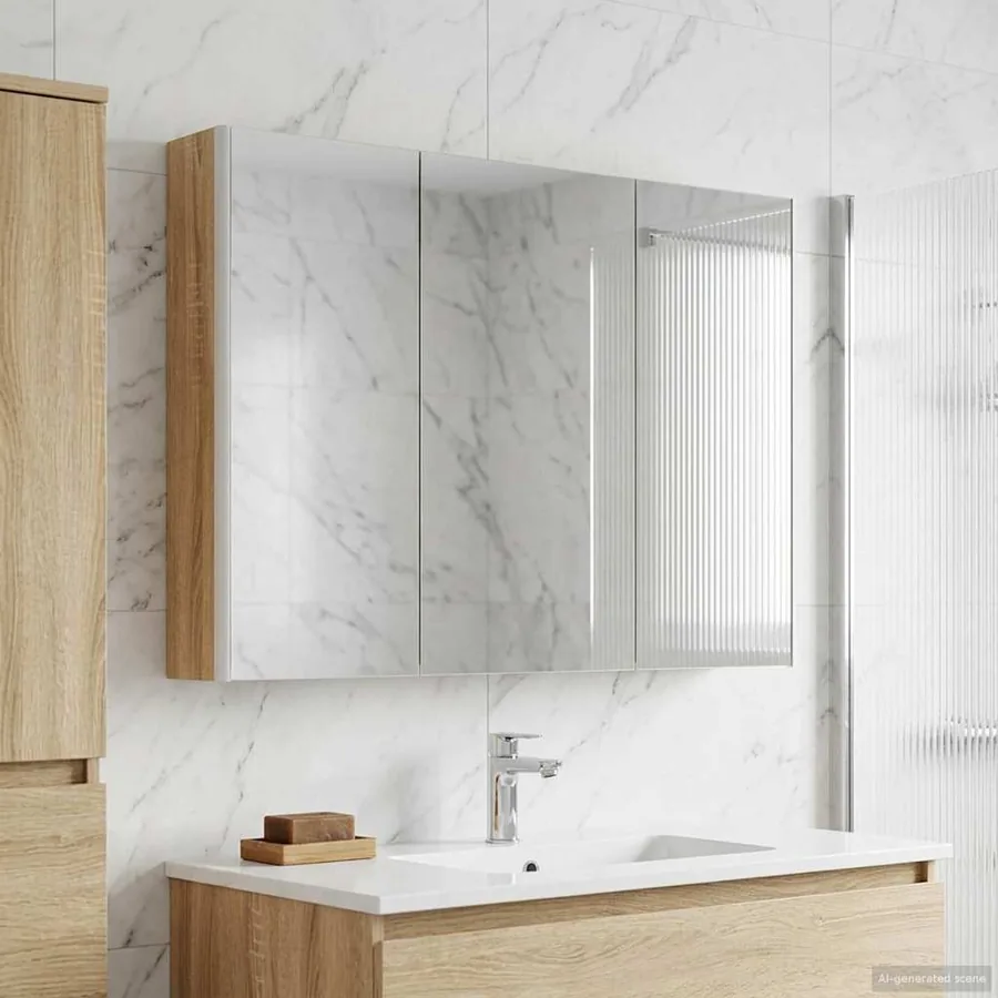 Armoire Miroir de Salle de Bain Chêne Sonoma