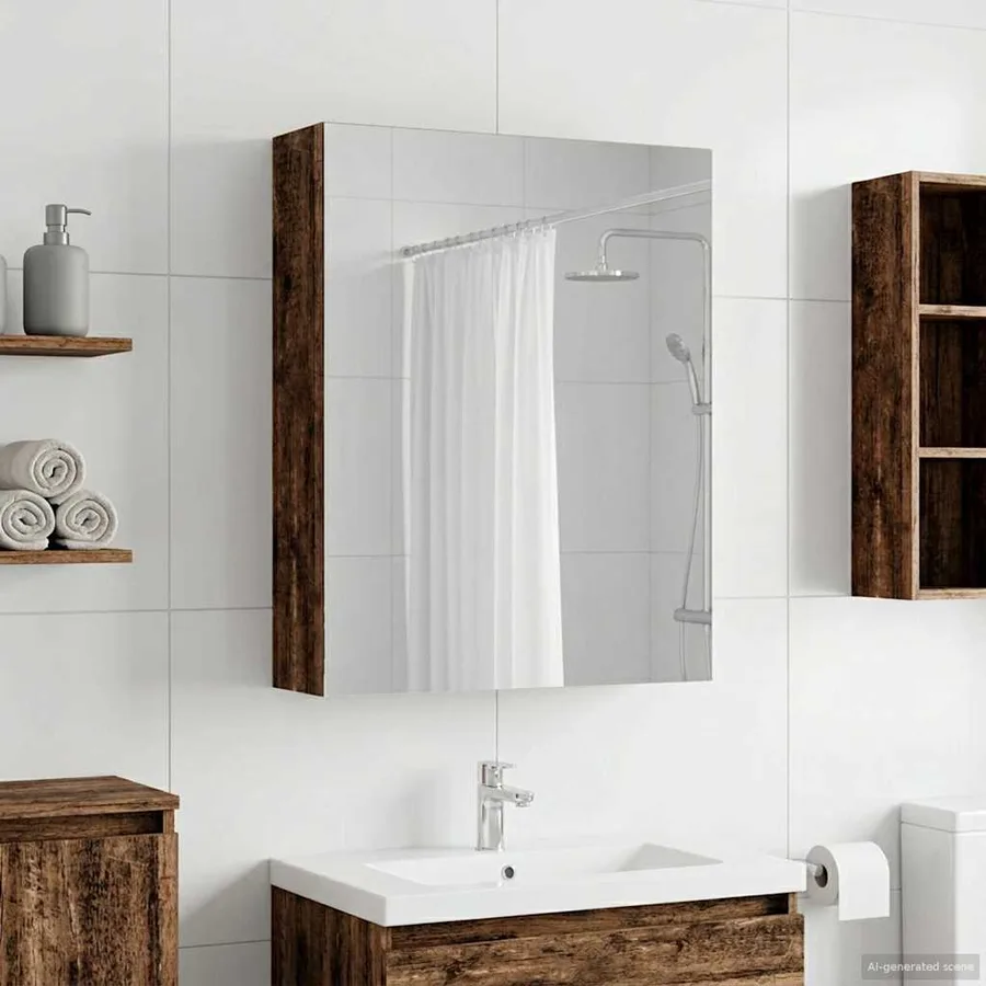Armoire Miroir de Salle de Bain Bois ancien 50 x 14,5 x 70 cm - 4
