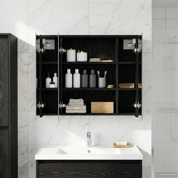 Armoire Miroir de Salle de Bain Chêne noir 73,5 x 16 x 62,5 cm